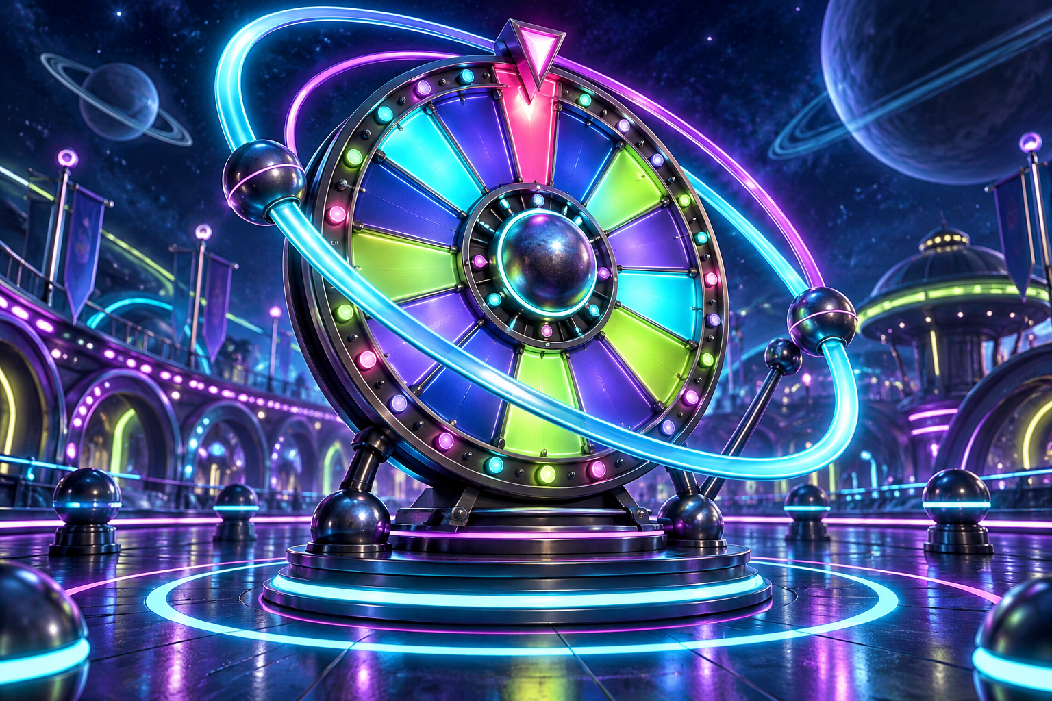 Neon Orbit themed game illustration